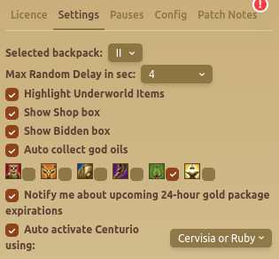 Settings Tab
